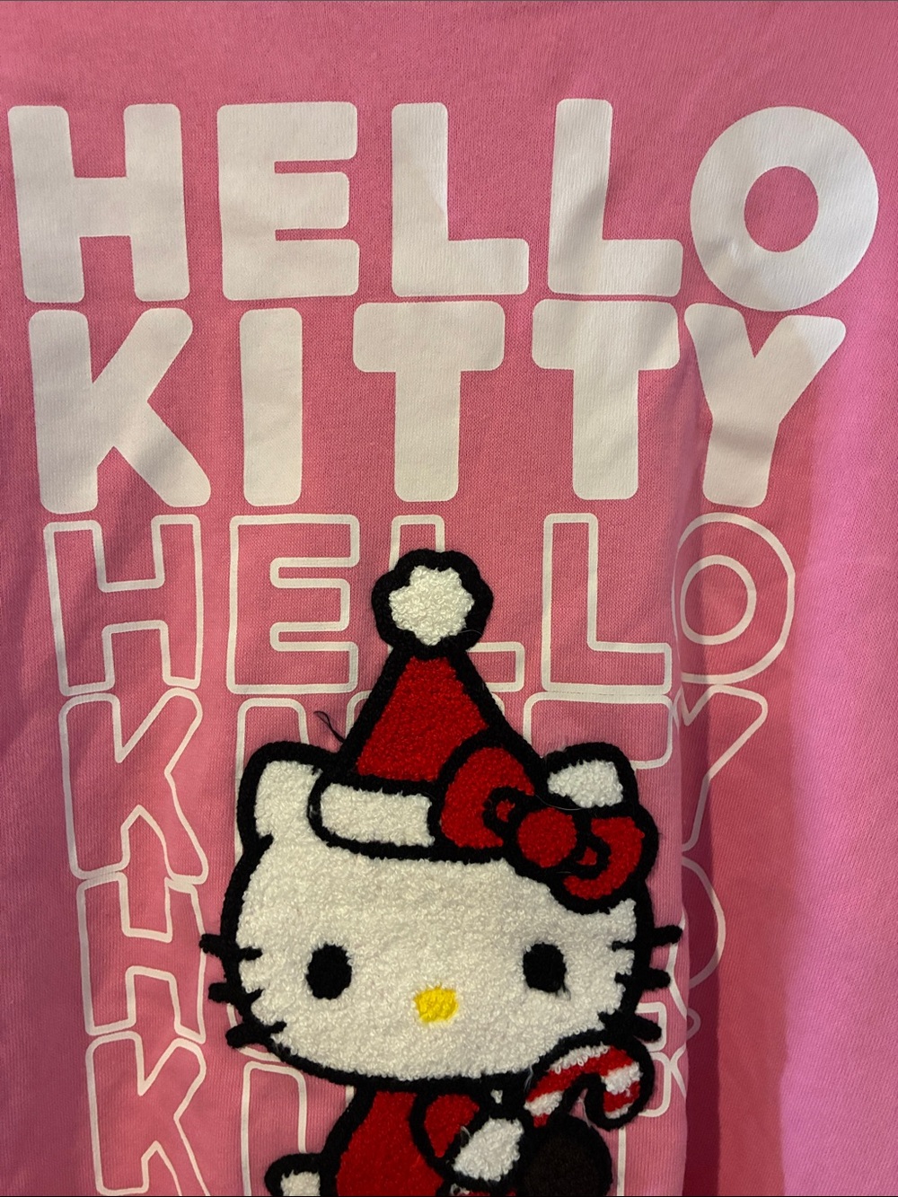 Hello Kitty Size Medium Hot Pink Crewneck Sweatshirt with Holiday Graphic - Picture 4 of 9